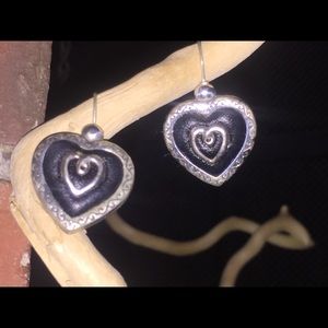 Brighton black leather/ silver earrings